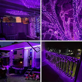 Outdoor Solar LED String Lights, Solar Fairy String Lights, 8-Mode Dusk to Dawn, Garden Trees Courtyard House Party Wedding Decorations, Halloween And Christmas Decorations, Camping Lights, Spring Garden Lights, Summer Solar Lights-PURPLE 300LED  31.97M
