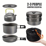 NNETM 3pcs Camping Cookware Set – Portable Aluminum Pots, Pan & Kettle for Outdoor Cooking