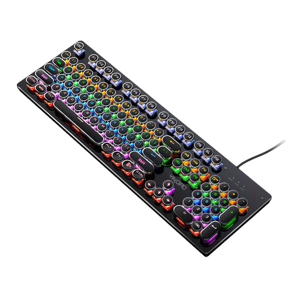 NNETM Caller Mechanical Keyboard - 104 Keys, Green Axis, Backlit, Wired USB, Black [Green Axis]