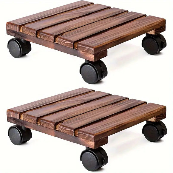 NNETM Lockable Patio Outdoor Roller Flower Pot 30.48 cm - Set of 2
