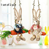 NNETM 2pcs Easter Hanging Rabbit Statue with Carrot Swing