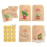 Christmas Kraft Paper Gift Bags with Snowflake Stickers