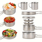 NNETM Camping Cookware Set Stainless Steel (8pcs)