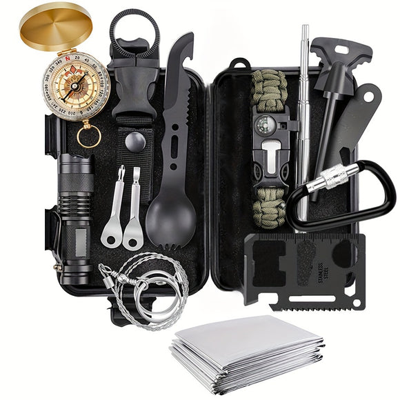 NNETM 14-in-1 Camping Survival Kit with Magnesium Rod