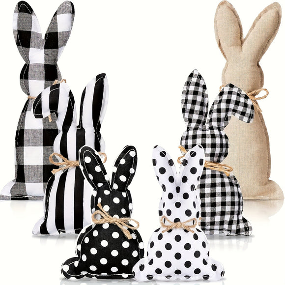 NNETM Set of 6 Easter Bunny Decor with Polka Dot Baskets