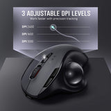 NNETM Ergonomic Wireless Trackball Mouse (3-Device Connection)
