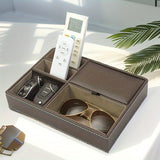 Men's Faux Leather Valet Tray Organizer – 5-Compartment Jewelry & Everyday Essentials Storage Box