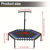 NNETM Rebounder Mini Trampoline with Adjustable Handle Bar(Blue)
