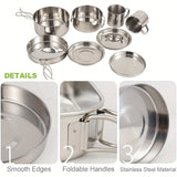 NNETM Camping Cookware Stainless Steel Set Outdoor (8pcs)