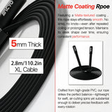 MACYO Lightweight Jump Rope - 5mm Matte PVC, Adjustable Tangle-Free & Kink-Free, Speed Rope for Men & Women, Home Fitness Cardio Workouts & Endurance Training, Black, Durable & Comfortable Grip, Home Workout Equipment | Sleek Black Rope | Smooth Texture R