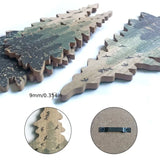 NNETM Rustic Charm: Set of Three Wooden Christmas Tree Wall Ornaments