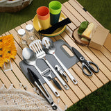 NNETM 31pcs Stainless Steel Camping Cookware Set Outdoor Kitchen