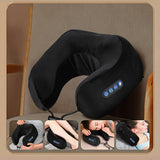 NNETM U-Shaped Heated Neck Massager Pillow - USB Rechargeable(Black)