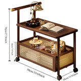 NNETM Golden Mobile Side Table with Wheels and Storage