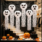 78X20CM Halloween Paper Lanterns/6pcs White Funny Lanterns with Tassel Tree/Spooky Hanging Decorations for Holiday Classroom Birthday/Indoor Outdoor Garden Patio Home Party Decor