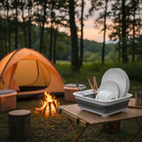 Compact Foldable Dish Drying Rack with Drain Tray
