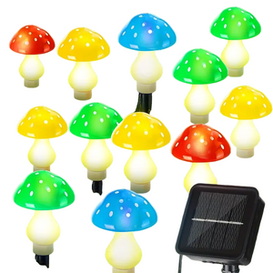 NNETM Twinkling Toadstools: 12LED Multi-Color Changing Solar Christmas Lights
