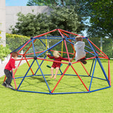 NNECW 3M Kids Climbing Dome with Swing Outdoor Jungle Gym Climber-Red