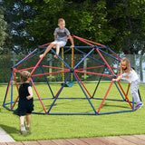 NNECW 3M Kids Climbing Dome with Swing Outdoor Jungle Gym Climber-Red