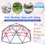 NNECW 3M Kids Climbing Dome with Swing Outdoor Jungle Gym Climber-Red
