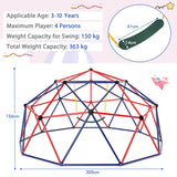 NNECW 3M Kids Climbing Dome with Swing Outdoor Jungle Gym Climber-Red
