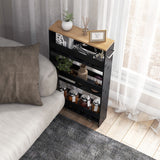 NNECW 4-Tier Slim Storage Cart with Open Shelves for Kitchen Living Room-Black