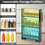 NNECW 4-Tier Slim Storage Cart with Open Shelves for Kitchen Living Room-Black