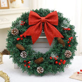 NNEOBA Lighted Christmas Wreath with Red Bow and Pinecones