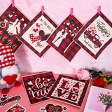 NNETM Romantic Red Check Valentines Day Placemats Set of 6