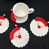 6-Piece Handmade Crochet Santa Claus Coaster Set