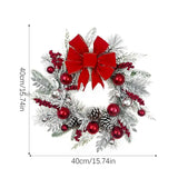 NNEOBA Christmas Wreath with Bow and Plush Flowers