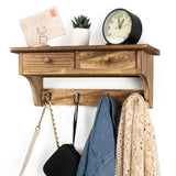 NNETM Rustic Elegance: Wall-Mounted Coat Rack with Shelf and Vintage Hooks