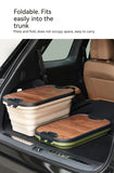 NNETM 1 Set Outdoor Camping Folding Storage Box with Wooden Lid - Coffee Color