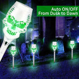 NNETM Spooky Solar Torch Set: 4-Pack Skull Lights with Flickering Flame