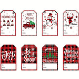 Christmas Gift Tags 20pcs Red Plaid Paper Labels