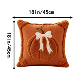 2pcs Plush Pumpkin Bow Decorated Pillow Covers 45.72x45.72 cm, Huge Pumpkin Bow Decorated Pillowcases, Soft and Comfortable, Suitable for Thanksgiving, Halloween and Christmas Home Sofa Bed Decoration (pillow Core Not Included)