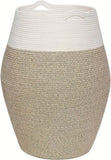 NNETM Woven Cotton Laundry Basket with Curve Shape and Handles - Large