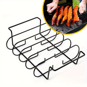 NNETM Carbon Steel Non-Stick BBQ Rib Roasting Rack