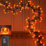 1pc 6 Ft 54 Lights 18 Pumpkin Acrylic Orange Light Pumpkin Vine Light Home Decoration Additions Vine String Lights Halloween Decorative Lights Decorative Atmosphere Simulation Branch Lights