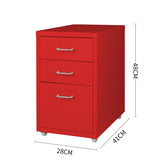 Levede 3 Drawer Office Drawers Cabinet Red-1910113086275194882
