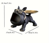 NNETM Chic Resin French Bulldog Storage Tray - Nordic Fashion Animal Sculpture Black