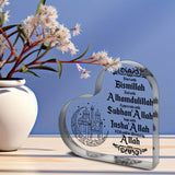 NNETM Islamic Acrylic Heart-Shaped Eid Mubarak Ornament
