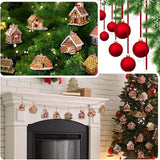 NNETM Wooden Christmas Ornaments: 15pcs Colorful Gingerbread Candy House Theme Festive Holiday