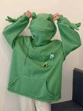 NNETM Cartoon Frog Fleece Zip-Up Hoodie