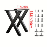 NNETM X-Shaped Iron Table Legs Metal Furniture Base (2pcs)