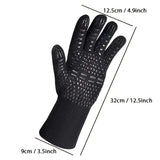 NNETM Fireproof Silicone BBQ Gloves - Heat Resistant, Cut-Resistant, Non-Slip (Black)