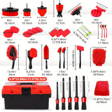 35-Piece Car Detailing Cleaning Kit – Drill Brush Attachments, Detailing Brushes & Storage Toolbox for Interior & Exterior Care