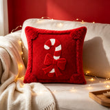 Christmas Cushion Cover Set of 2 Plush Candy Ribbon Design