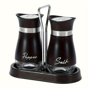 NNETM Salt and Pepper Shaker Set with Stand Stainless Steel
