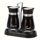 NNETM Salt and Pepper Shaker Set with Stand Stainless Steel